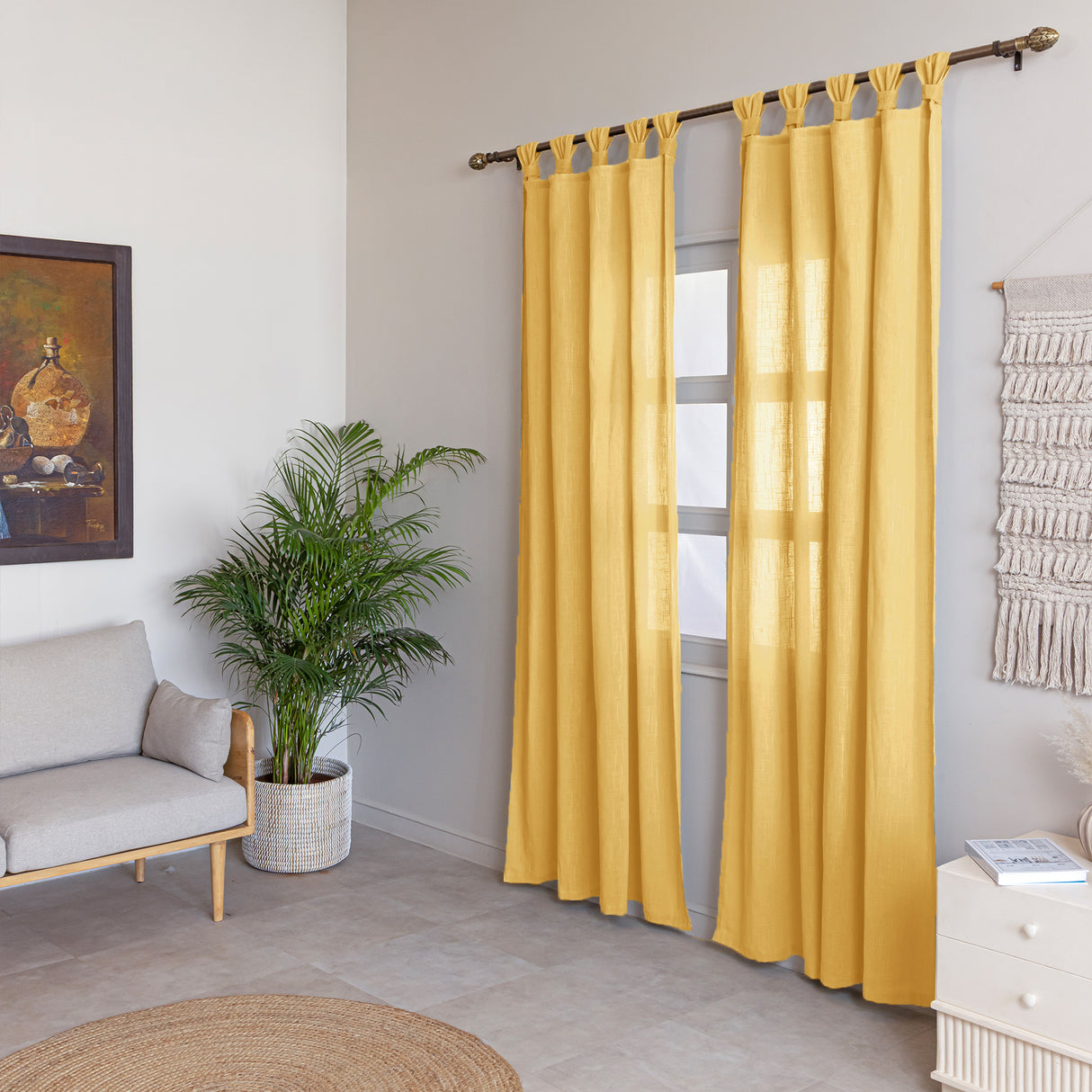 Fort Absolute - Twist Tab Top Sheer Curtain (Yellow)