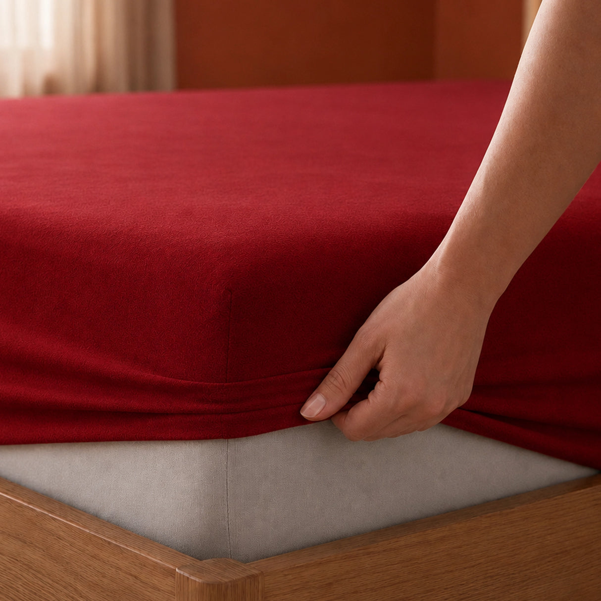 Fort - Terry Solid Mattress Protector (Maroon)