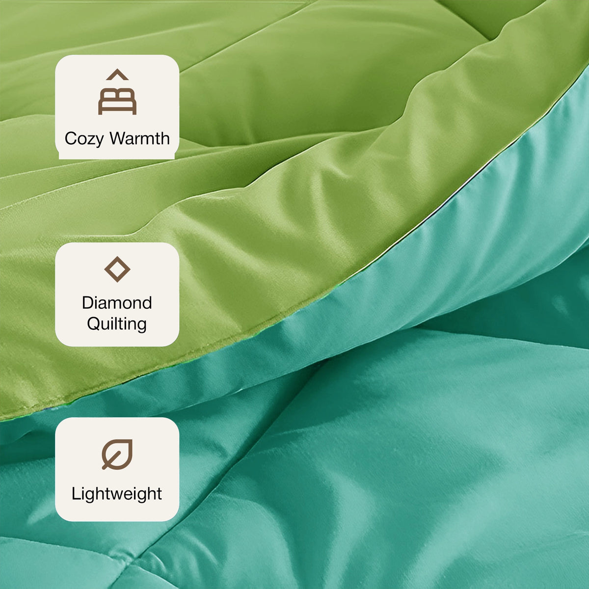 Fort - Box Stitch Duvet Comforter (Parrot Green & Aqua Green)