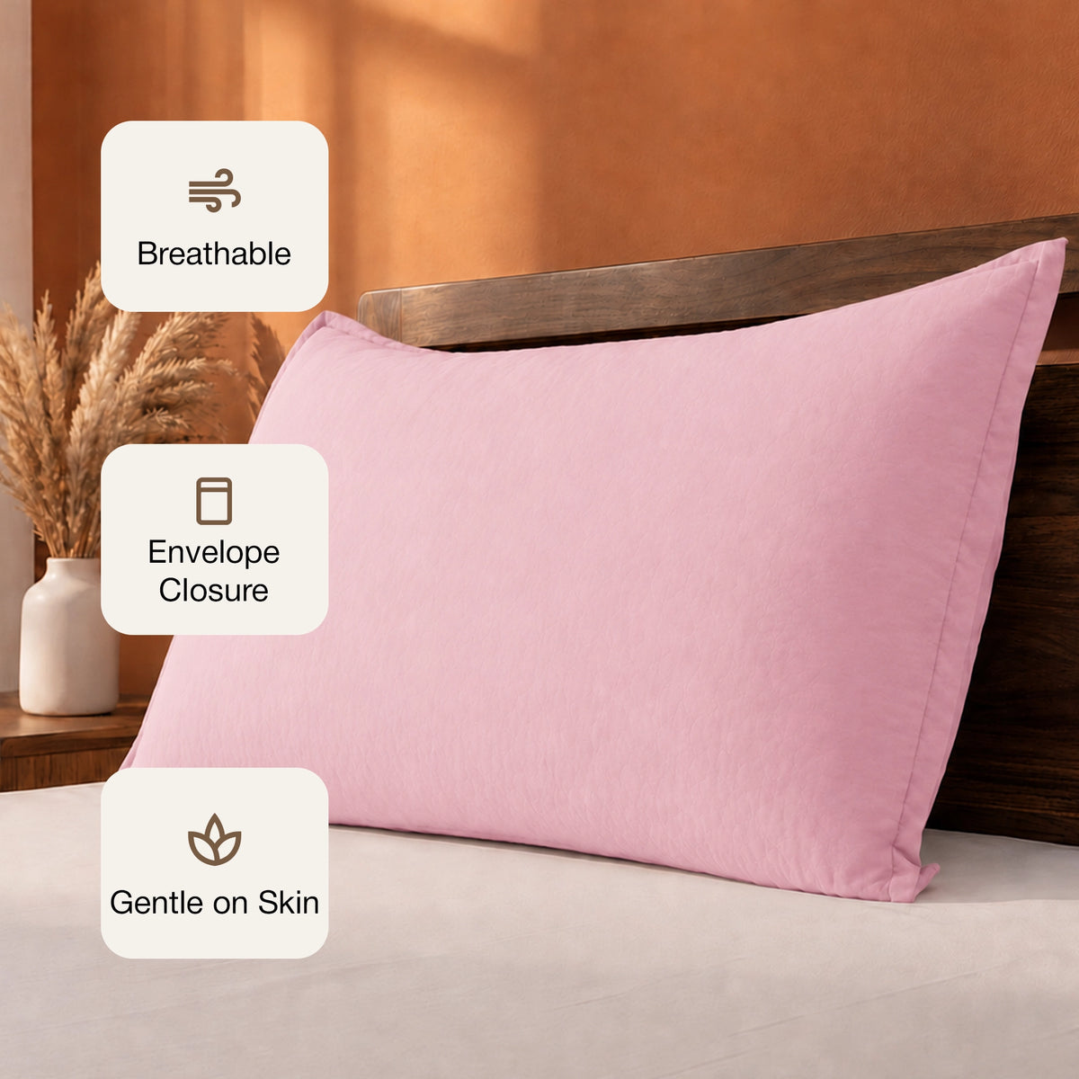 Fort Nightingale - Solid Pillow Cover (Pink) (Bedsheet Excluded)
