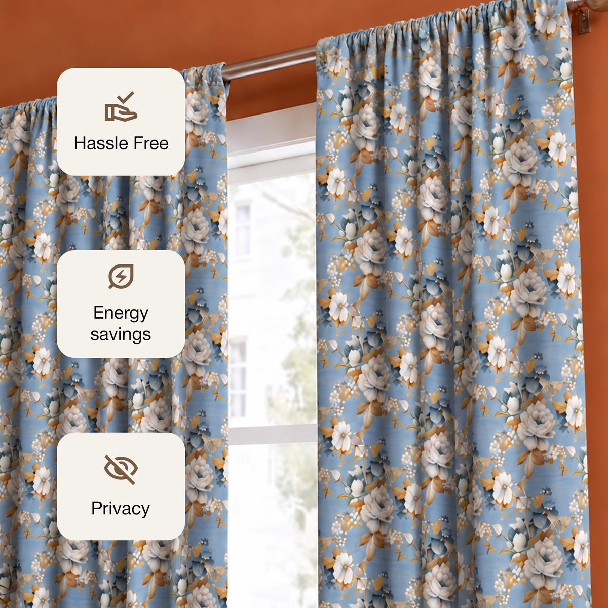 Imprimer Abstract - Digital Printed Blackout Curtain (Delicate Bloom)