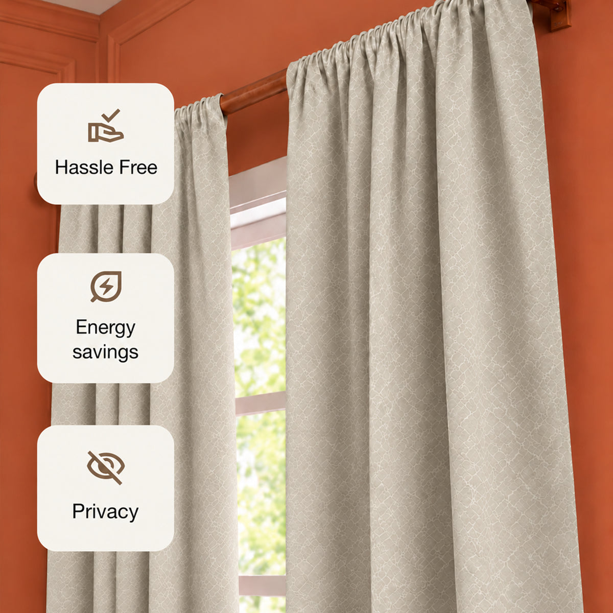Opaline Off White Embossed Blackout Curtain (Rodpocket)
