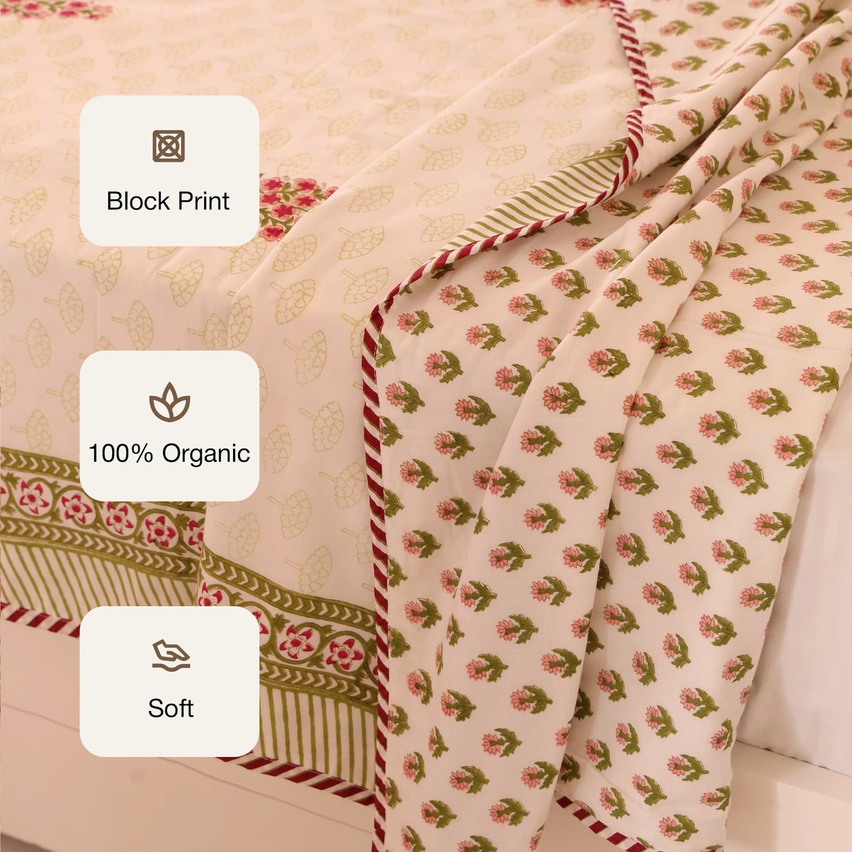 Olive Bloom - Handblock Dohar
