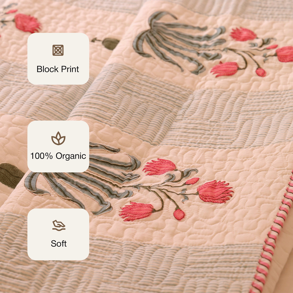 Floral Empress - Handblock Bedcover