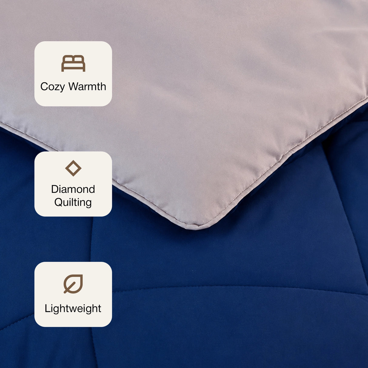 Fort - Box Stitch Duvet Comforter (Dark Blue & Light Grey)
