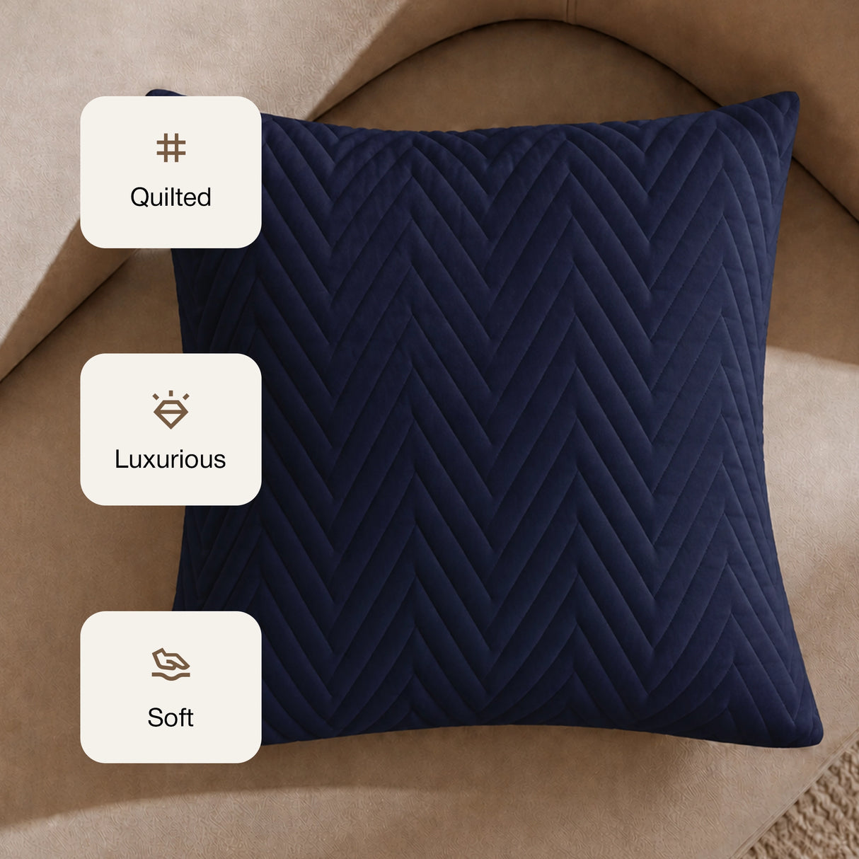Fort Sawtooth - Quilted Velvet Cushion Cover (Navy Blue)