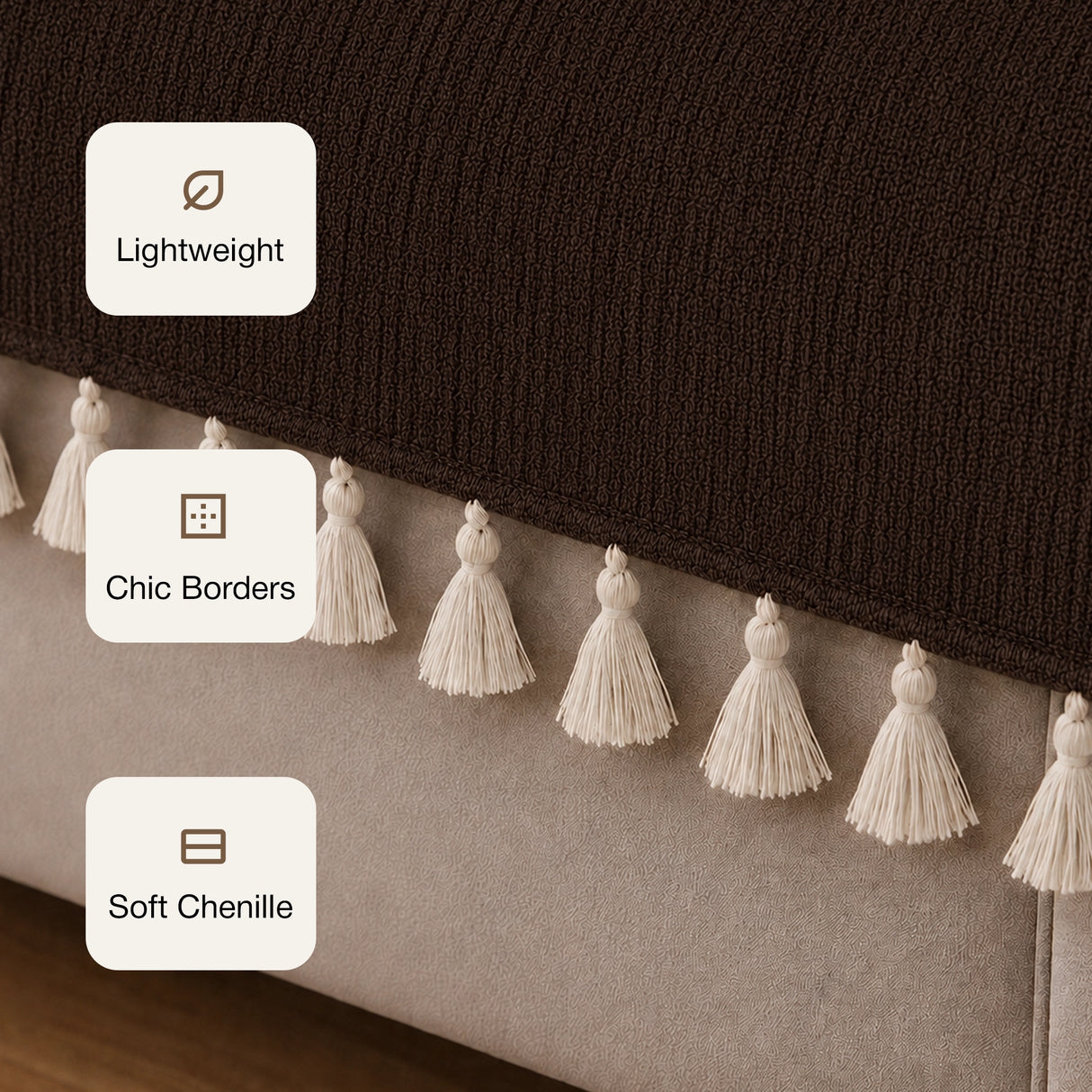 Chenille Solid Brown Sofa Cover