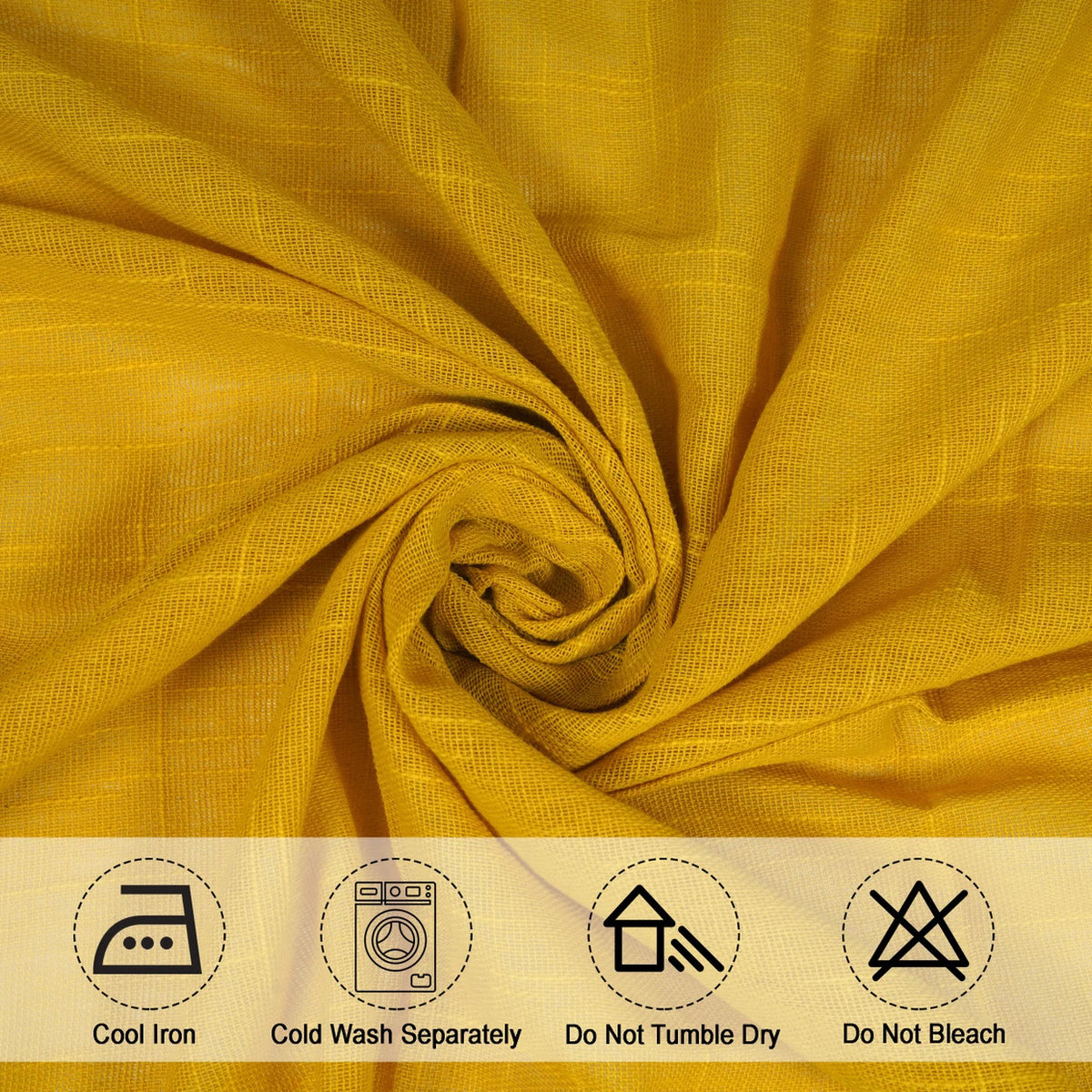 Cotton Solid Sheer Curtains (Yellow)