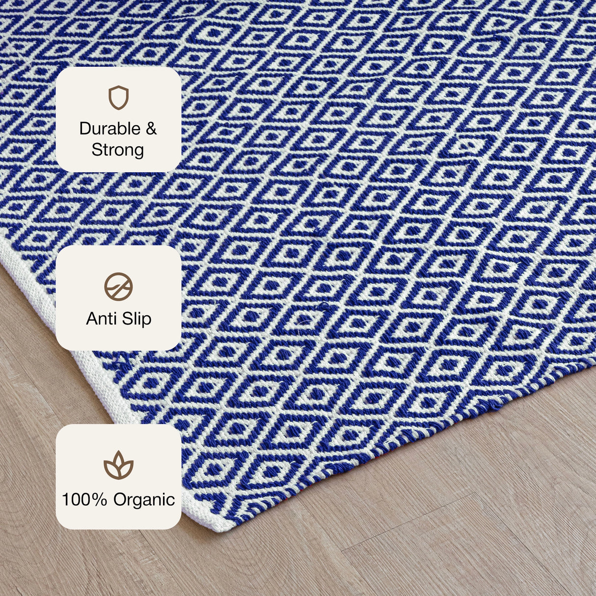 Tessitura Confetti - Diamond Cotton Rug (Blue & White)