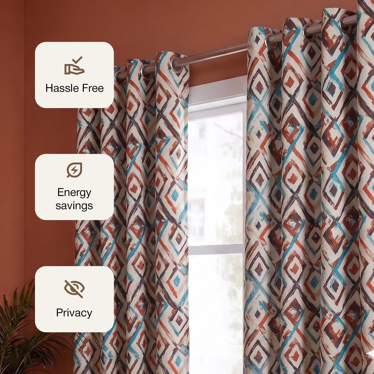 Imprimer Geometric - Digital Printed Blackout Curtain (Multicolor)