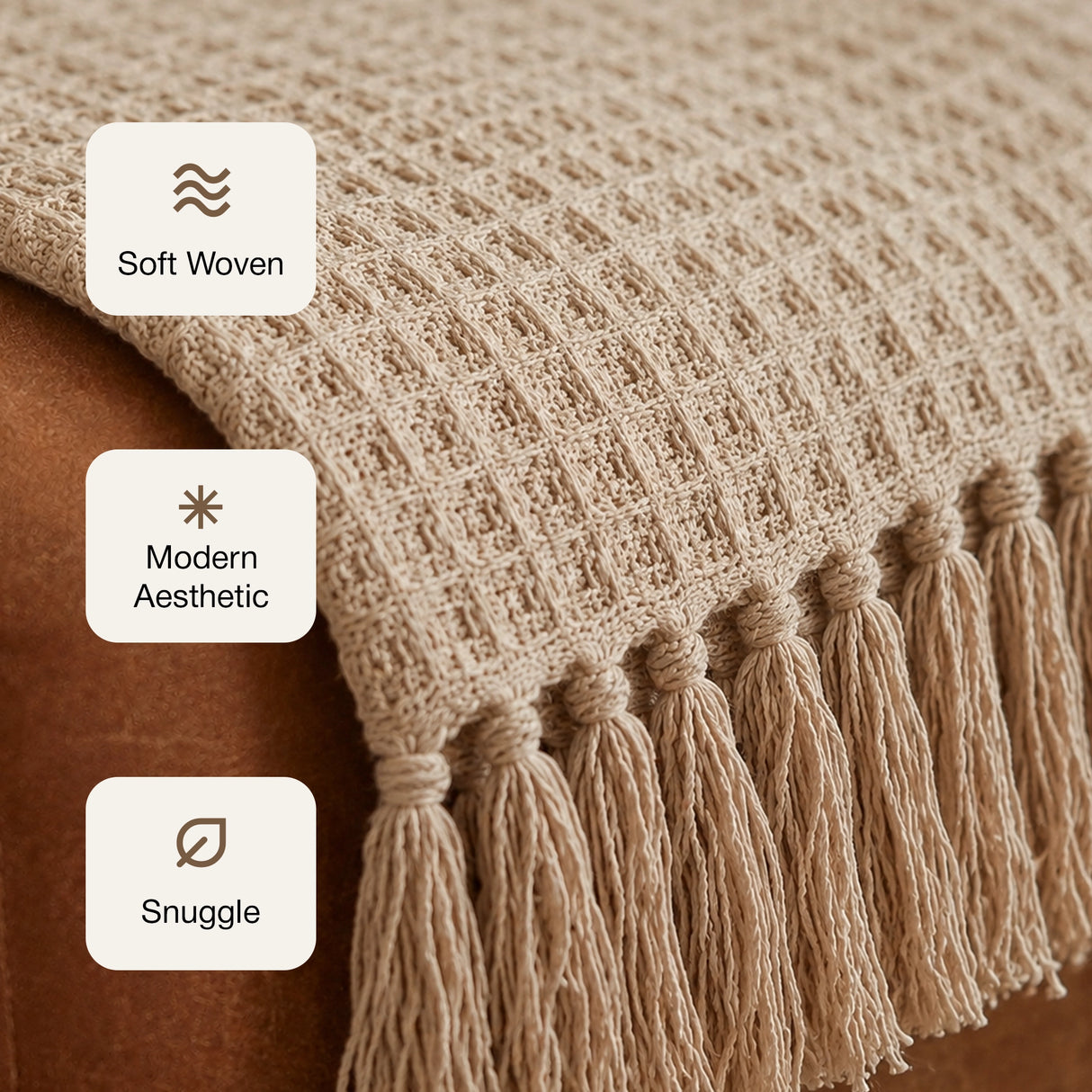 Beige - Waffle Throw