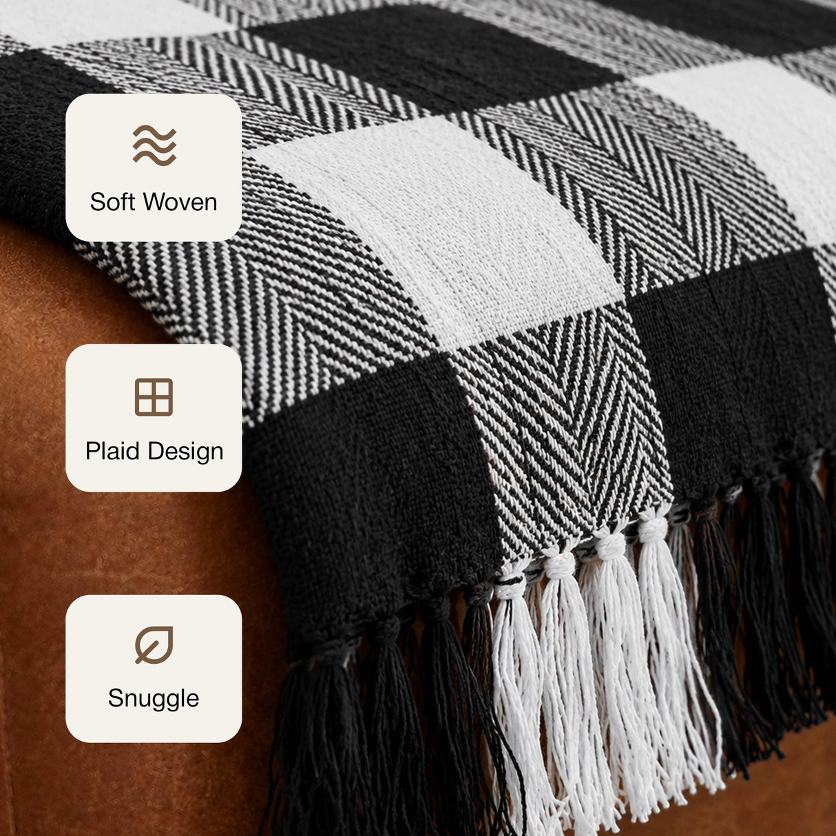 Breton Black Harlequin - Plaid Woven Throw