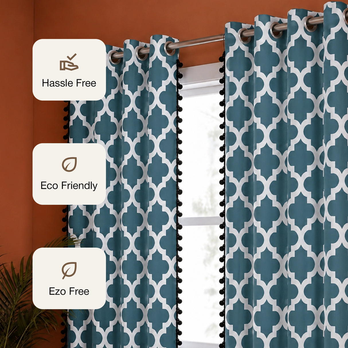 Imprimer Handpicked Soleil - Printed Semi Blackout Curtain (Blue)