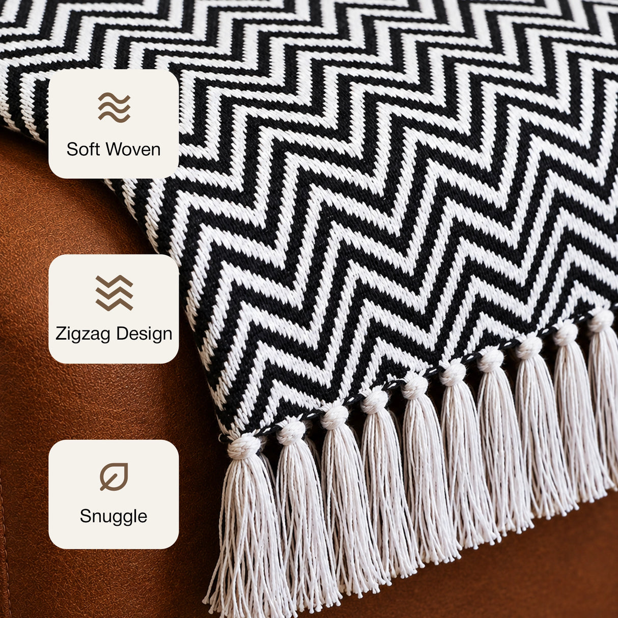 Tessitura Black Chevron - Throw