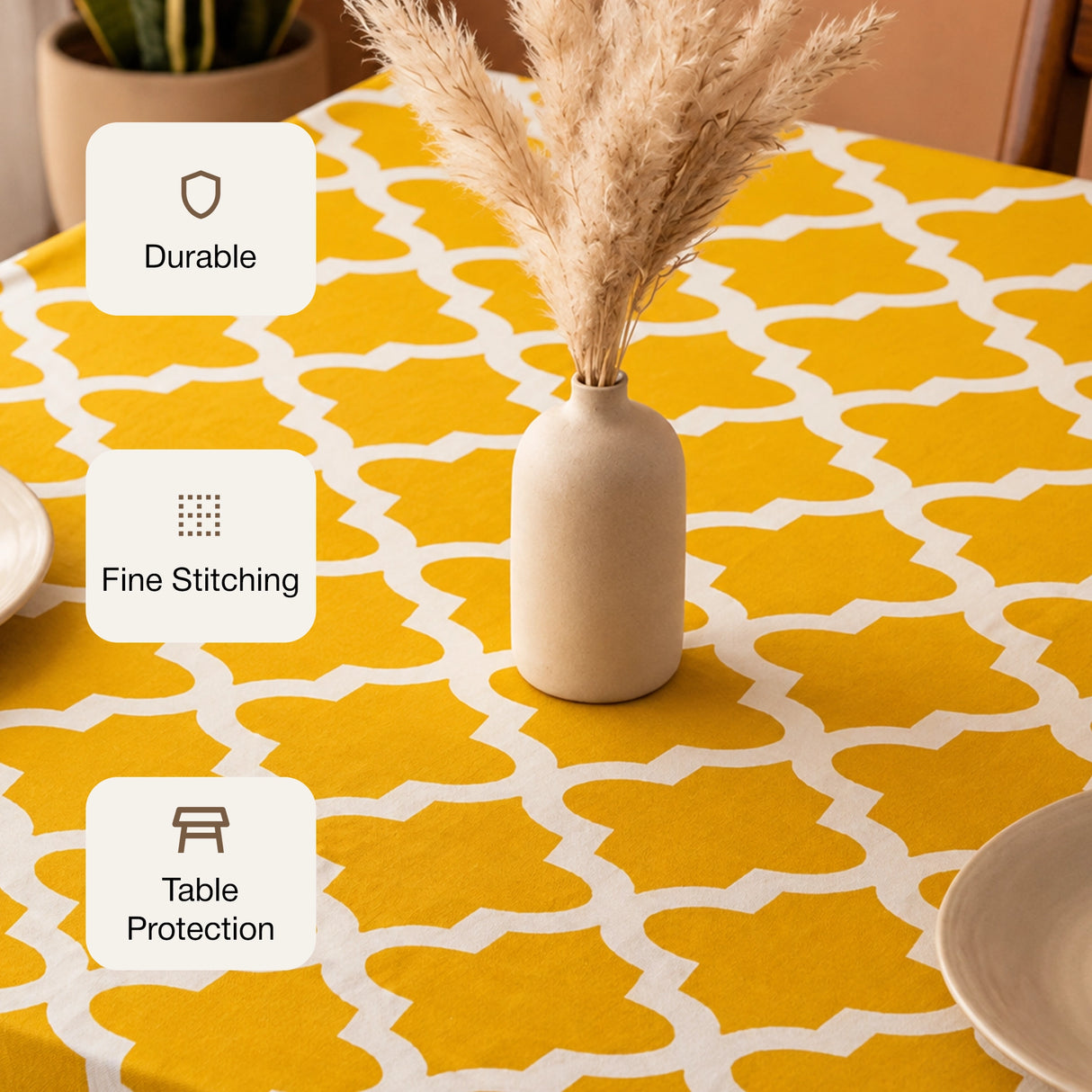 Imprimer Quatrefoil - Printed Dining Table Cover (Yellow)