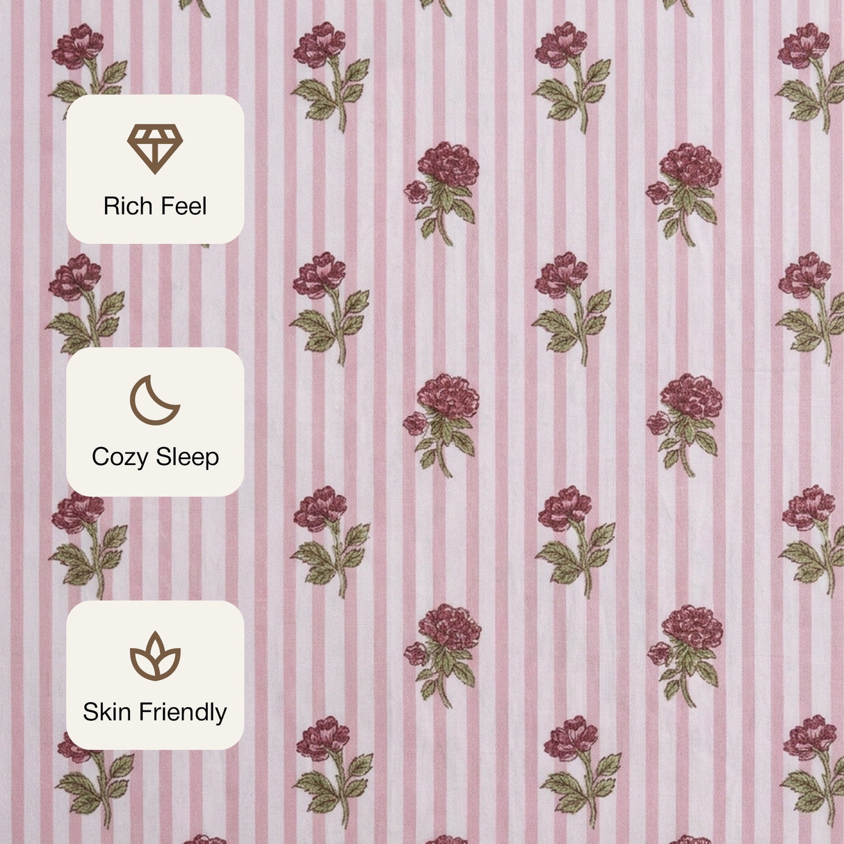 Soft Serenade - Floral Bedsheet (Peach)
