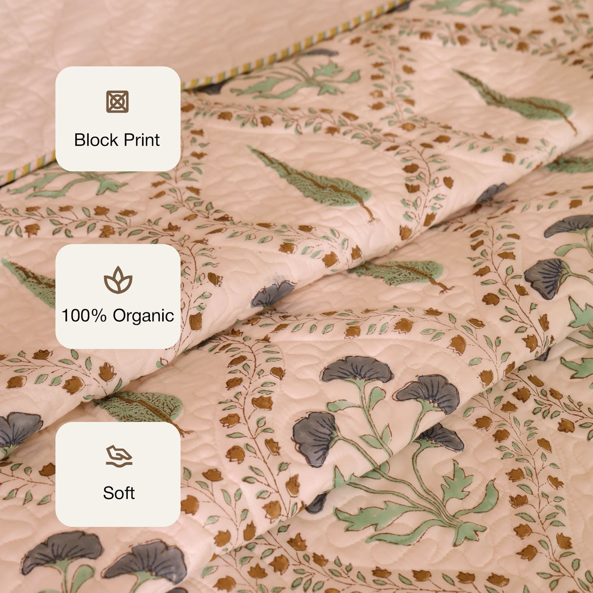 Calm Canopy - Handblock Bedcover