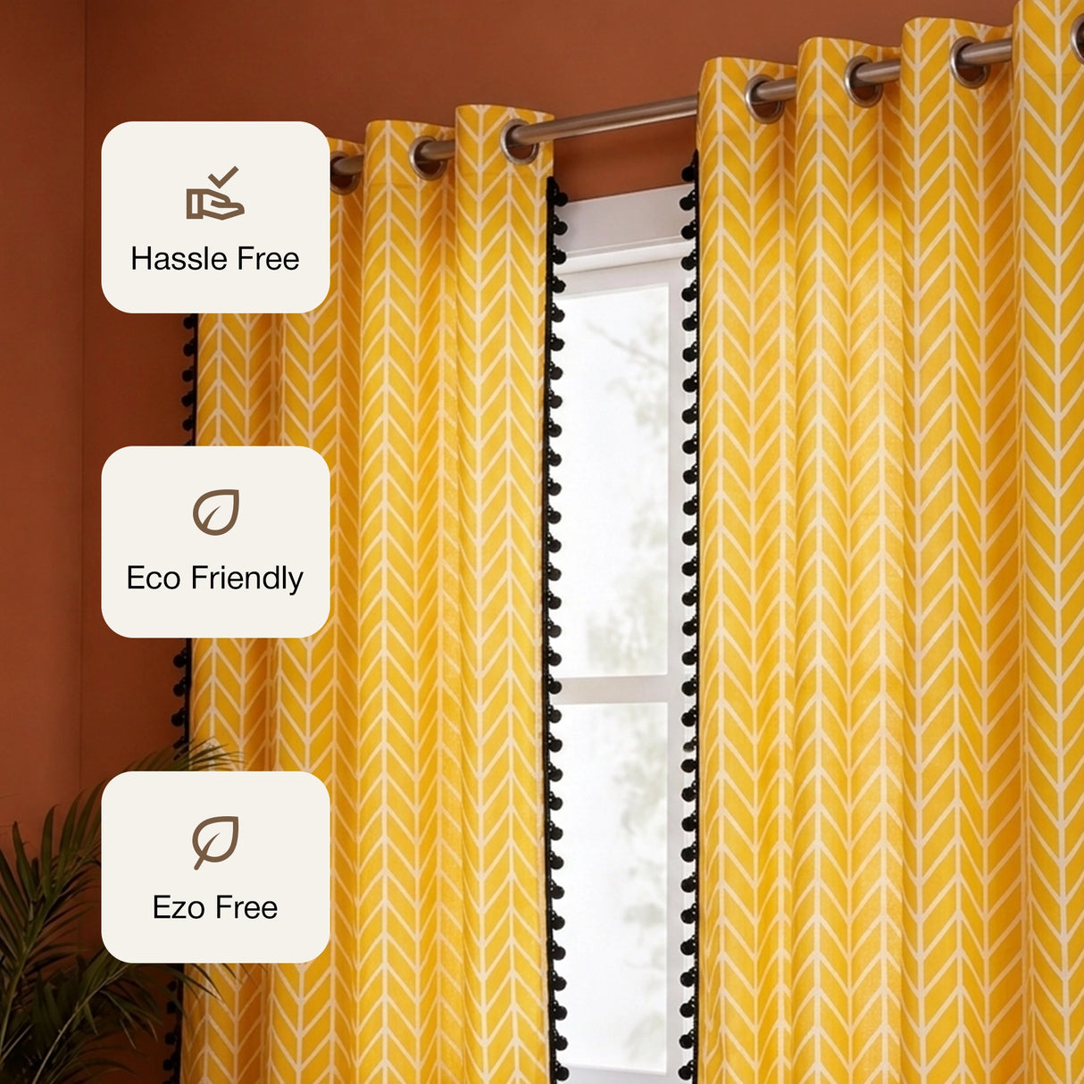 Imprimer Handpicked Aztec - Printed Semi Blackout Eyelet Curtain (Yellow)