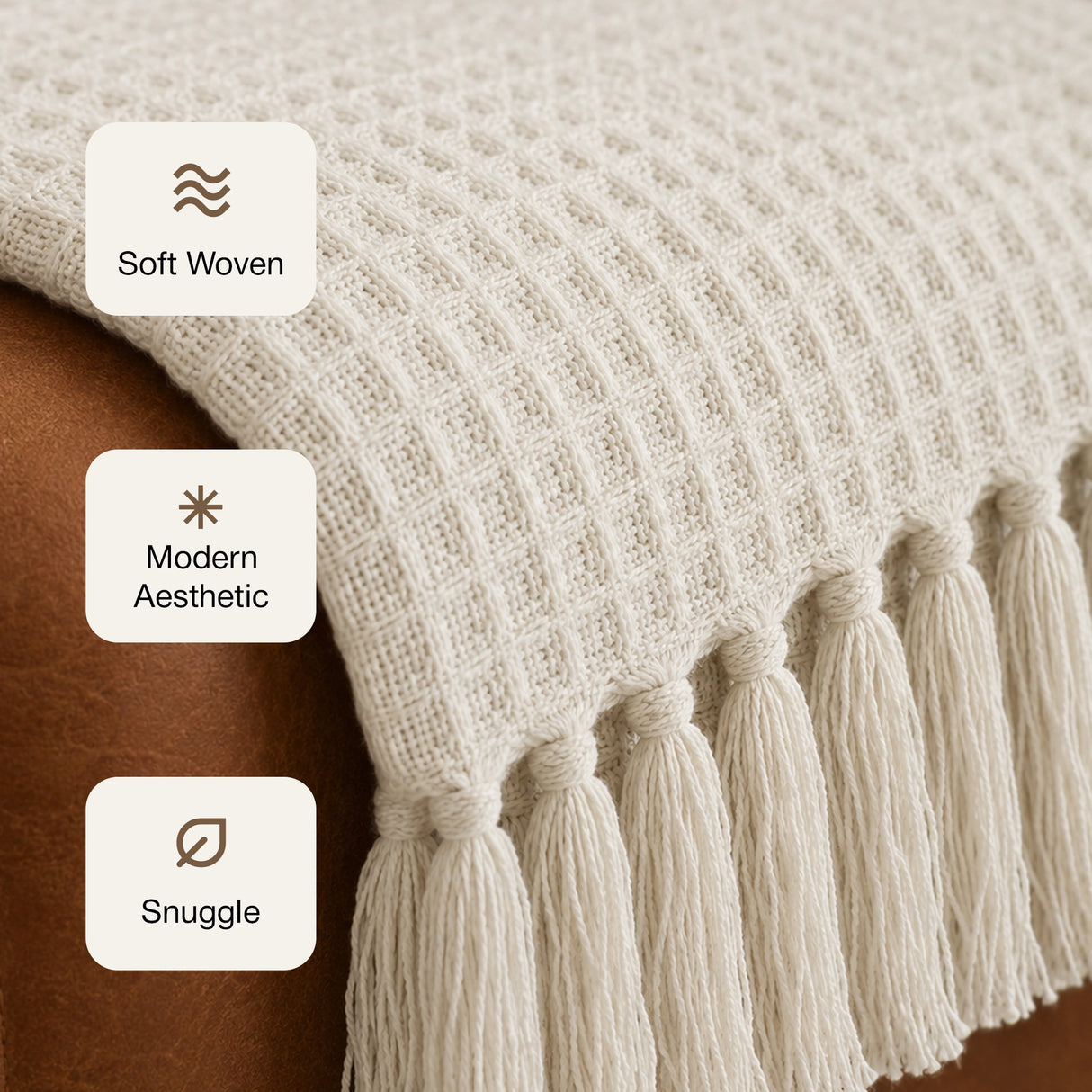 Ivory - Waffle Throw
