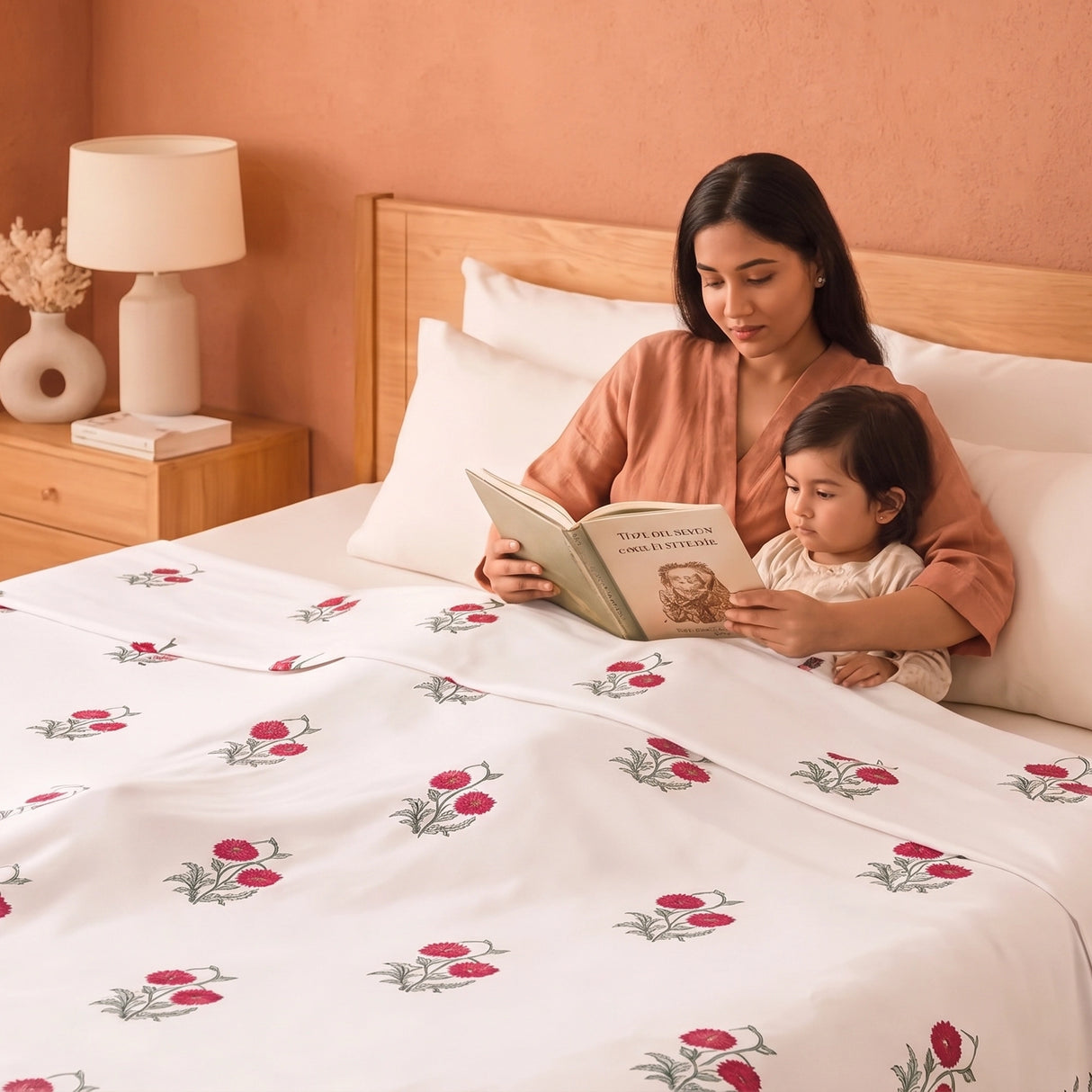 Imprimer Vignette - Rose Printed Dohar Blanket (Red)