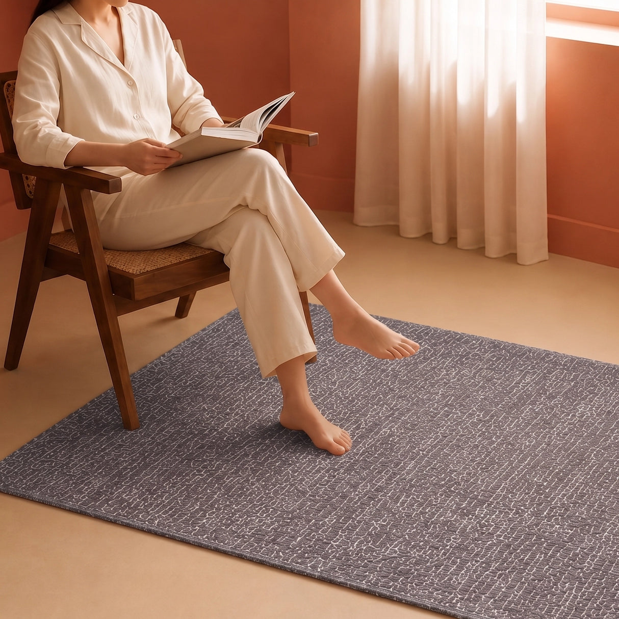 Tessitura Chromatic - Herringbone Cotton Rug (Grey & White)