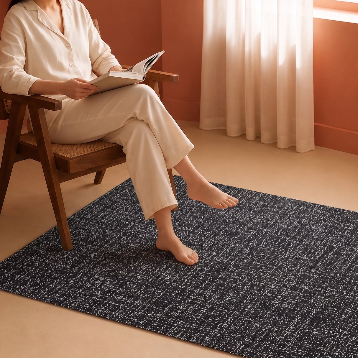 Tessitura Chromatic - Herringbone Cotton Rug (Black)