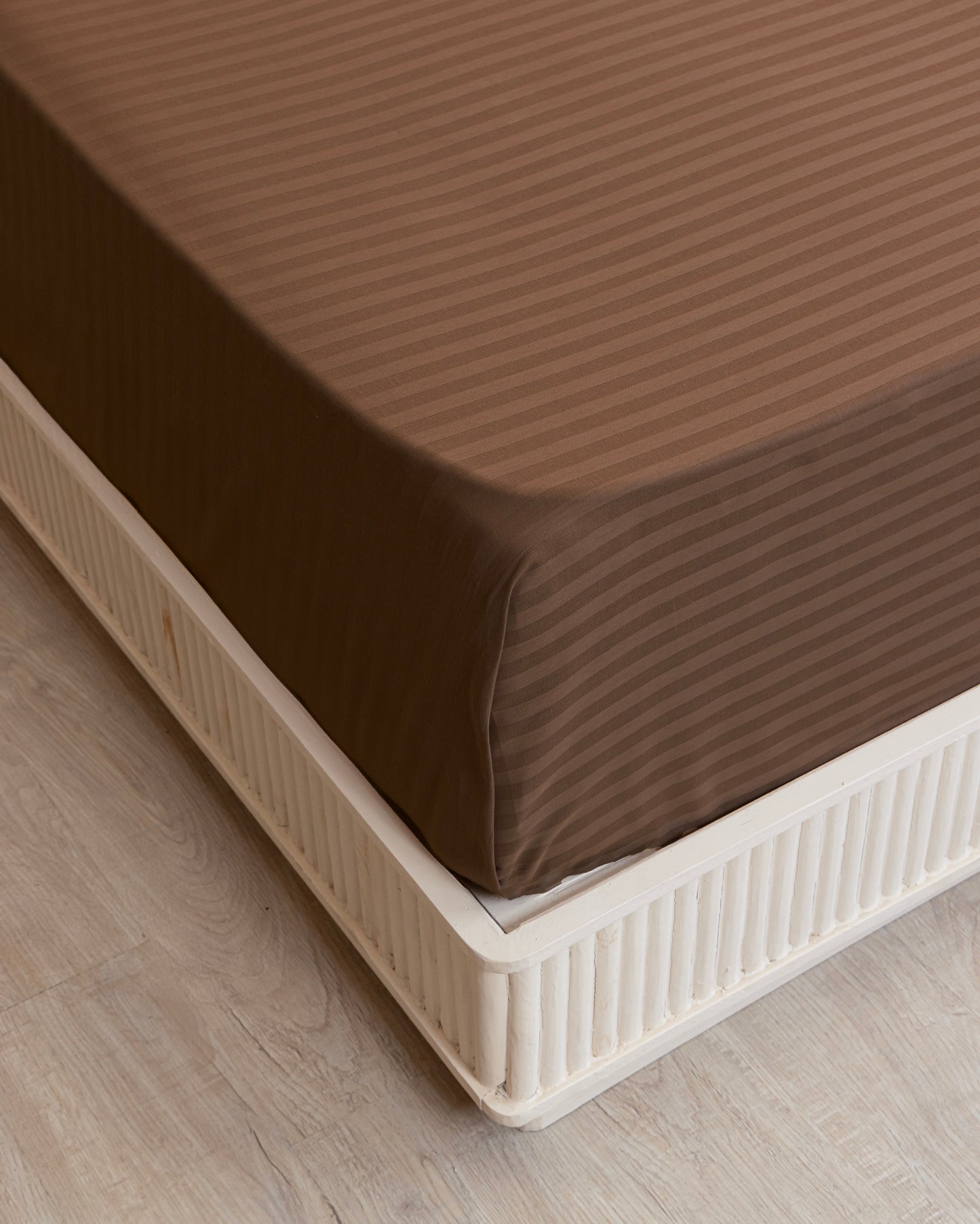 Breton Nap - Satin Stripes Bedsheet (Brown)