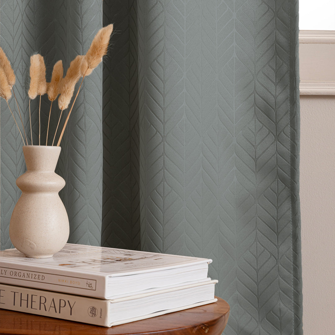 Fort Essential Embossed - Rod Pocket Black Backing Blackout Curtain (Grey)