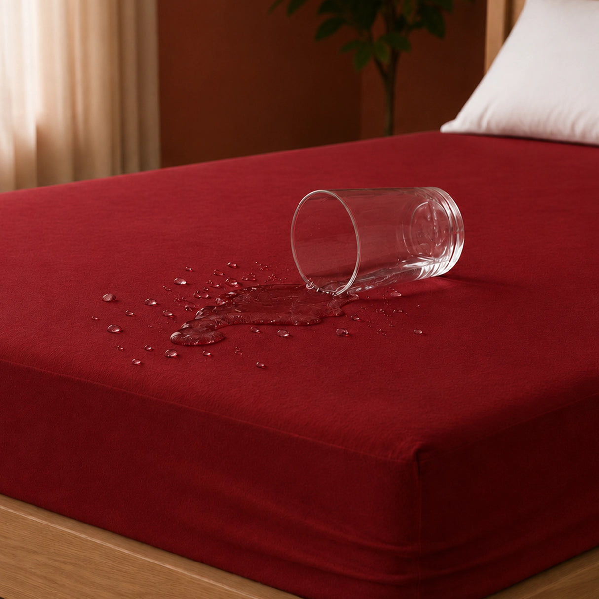Fort - Terry Solid Mattress Protector (Maroon)