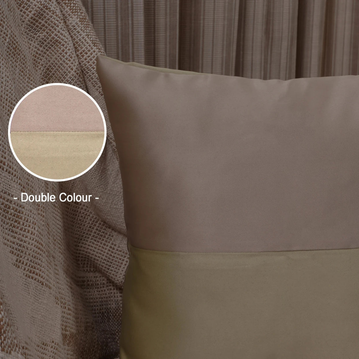 Double Color Pattern Cushion Cover (Beige & Olive)