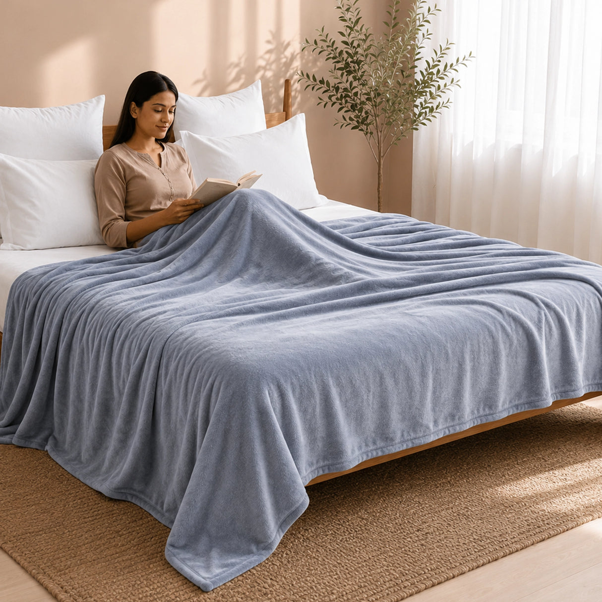 Fort Mellow - Solid Plush Blanket (Frost Blue)