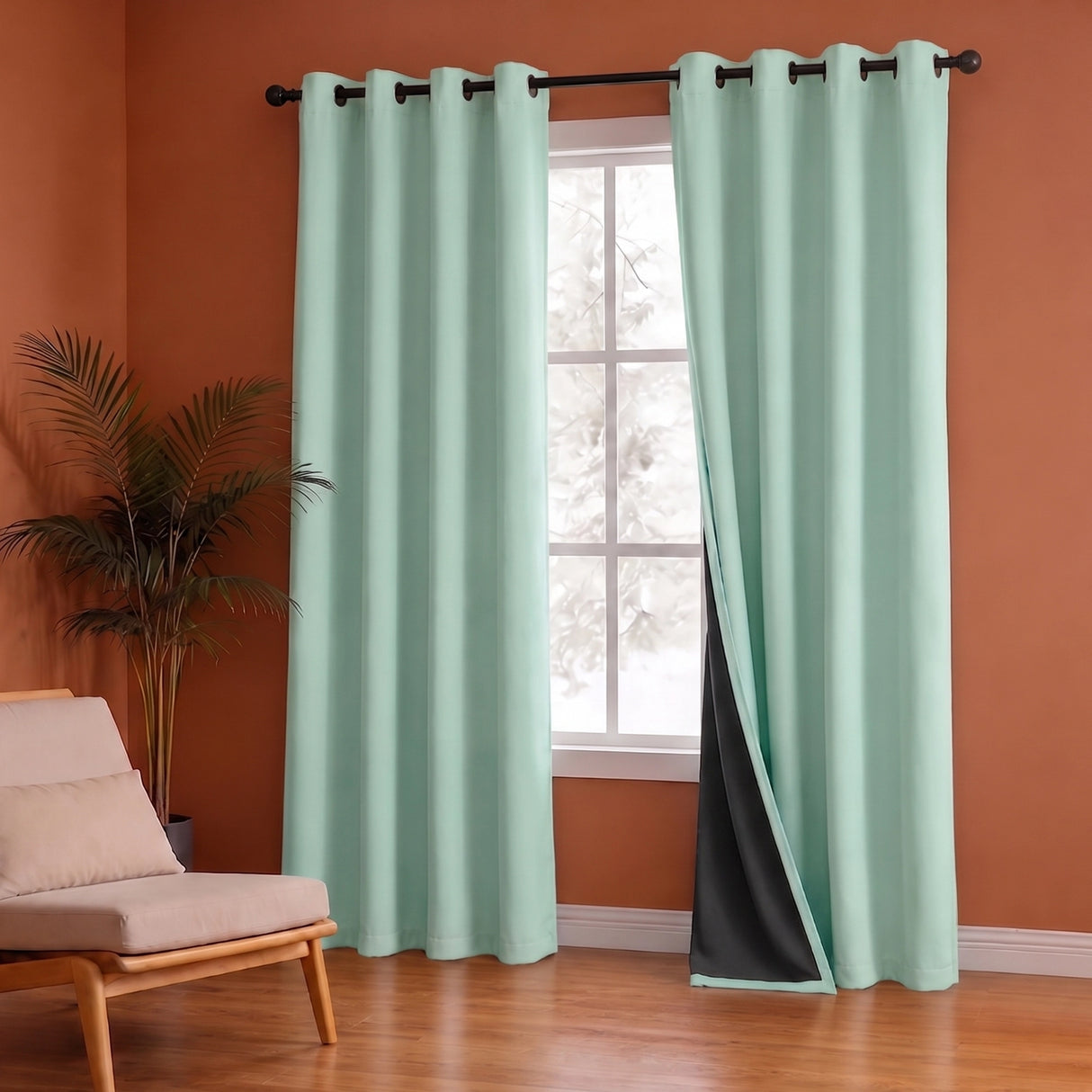 Fort Essential - Black Backing Blackout Curtain (Sage Green)