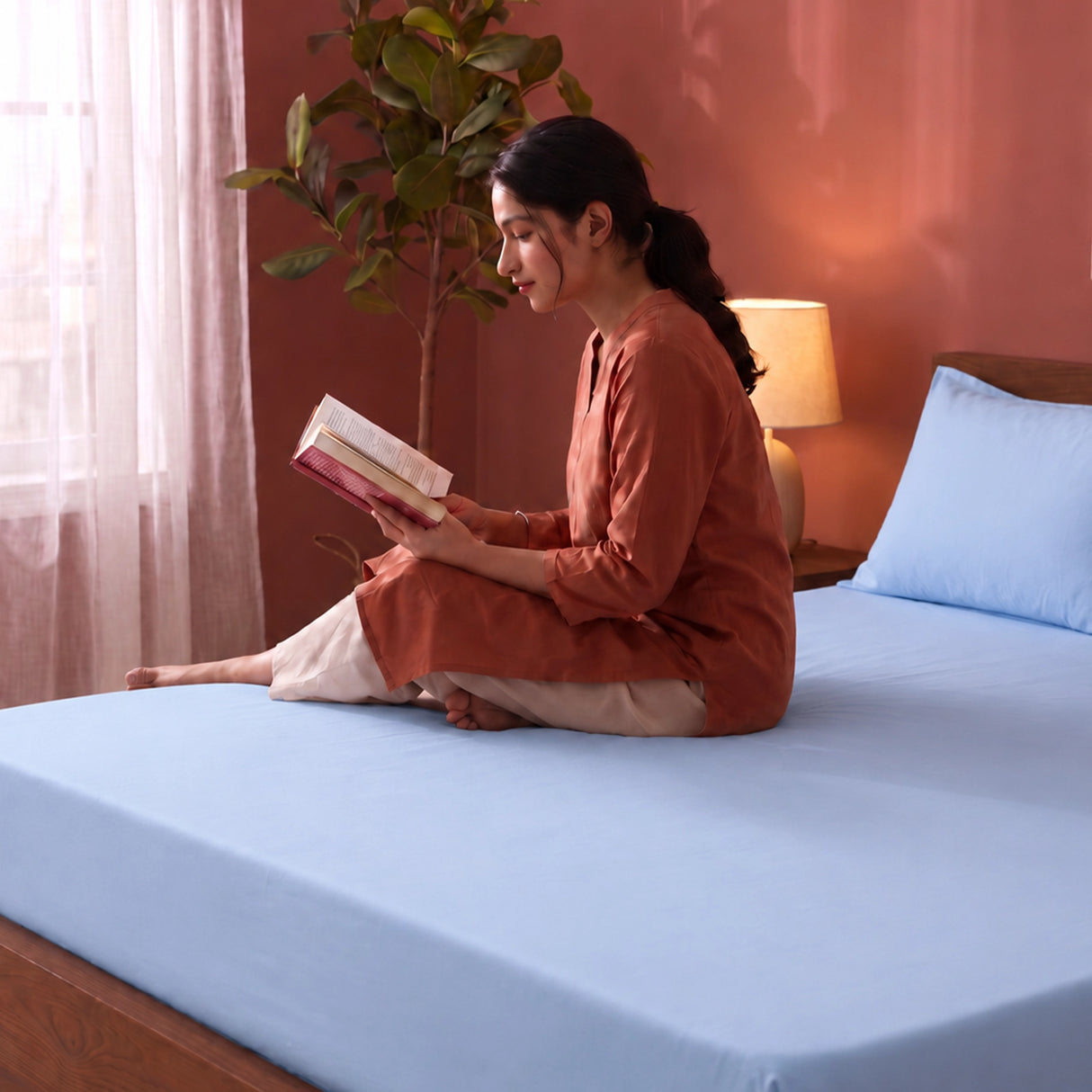 Fort Sublime - Solid Fitted Bedsheet (Sky Blue)