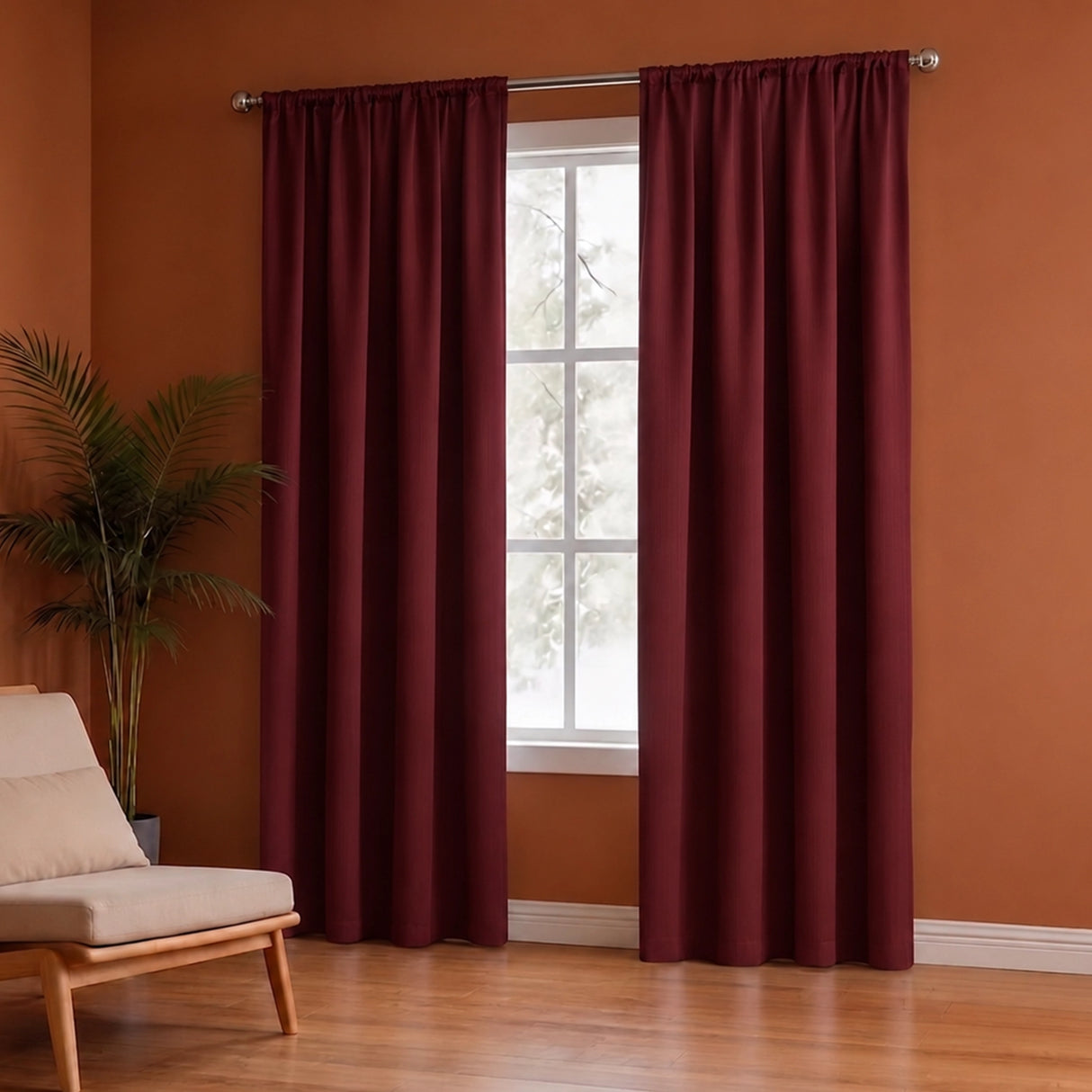 Fort Essential - Rod Pocket Blackout Curtain (Maroon)