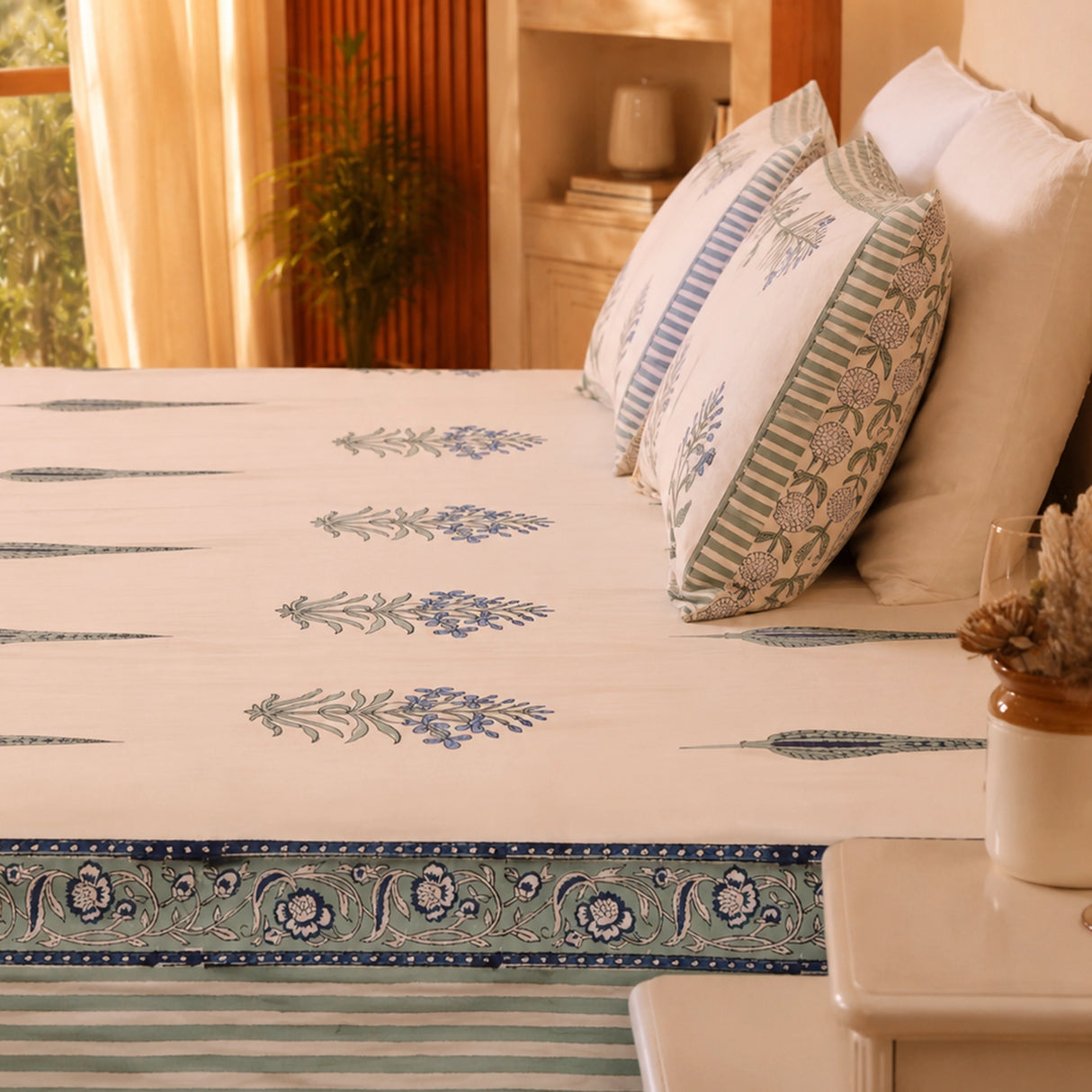 Gentle Bud - Handblock Bedsheet
