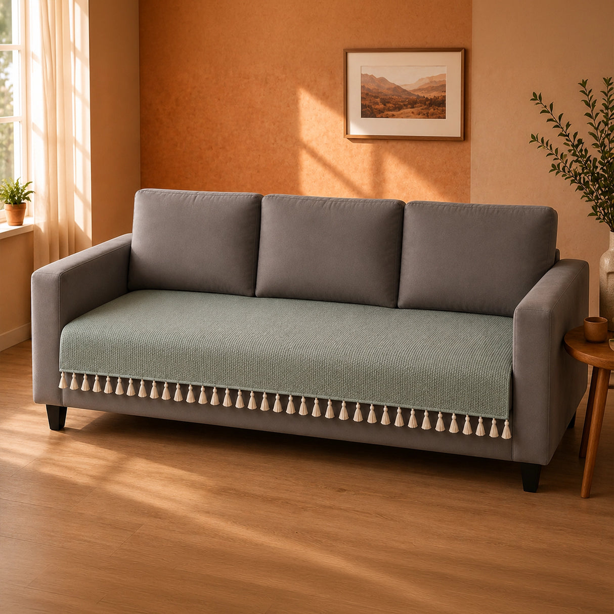 Chenille Silver Grey Sofa Cover