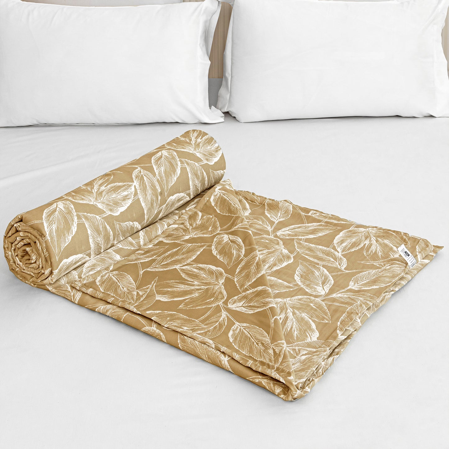 Imprimer Lilac - Leaf Printed Dohar Blanket (Golden)