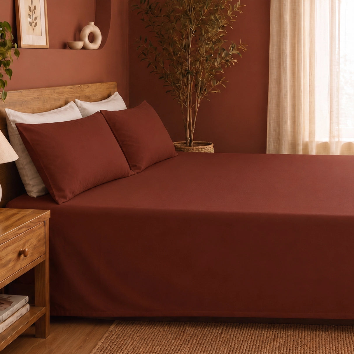Fort Nightingale - Solid Bedsheet (Maroon)