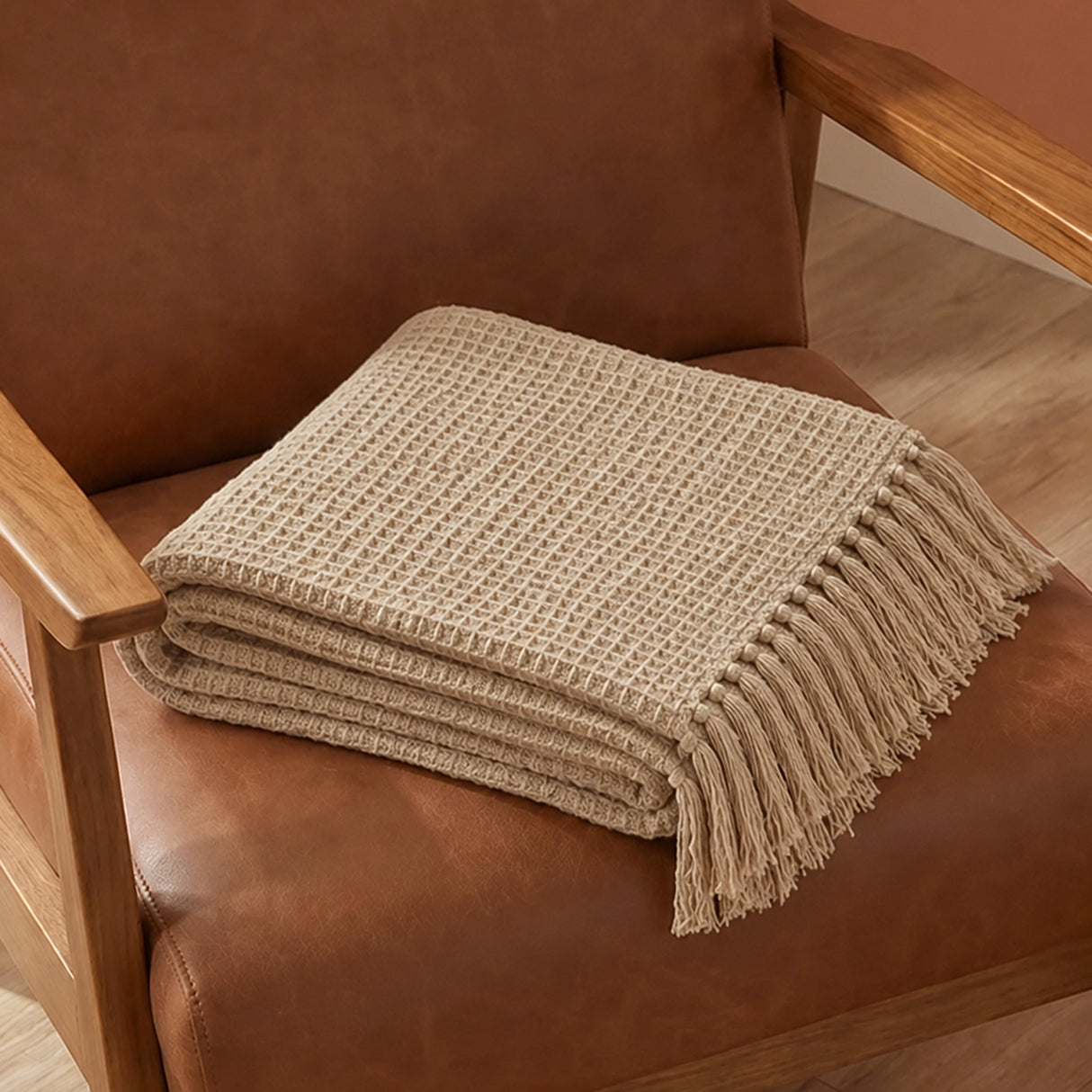 Beige - Waffle Throw