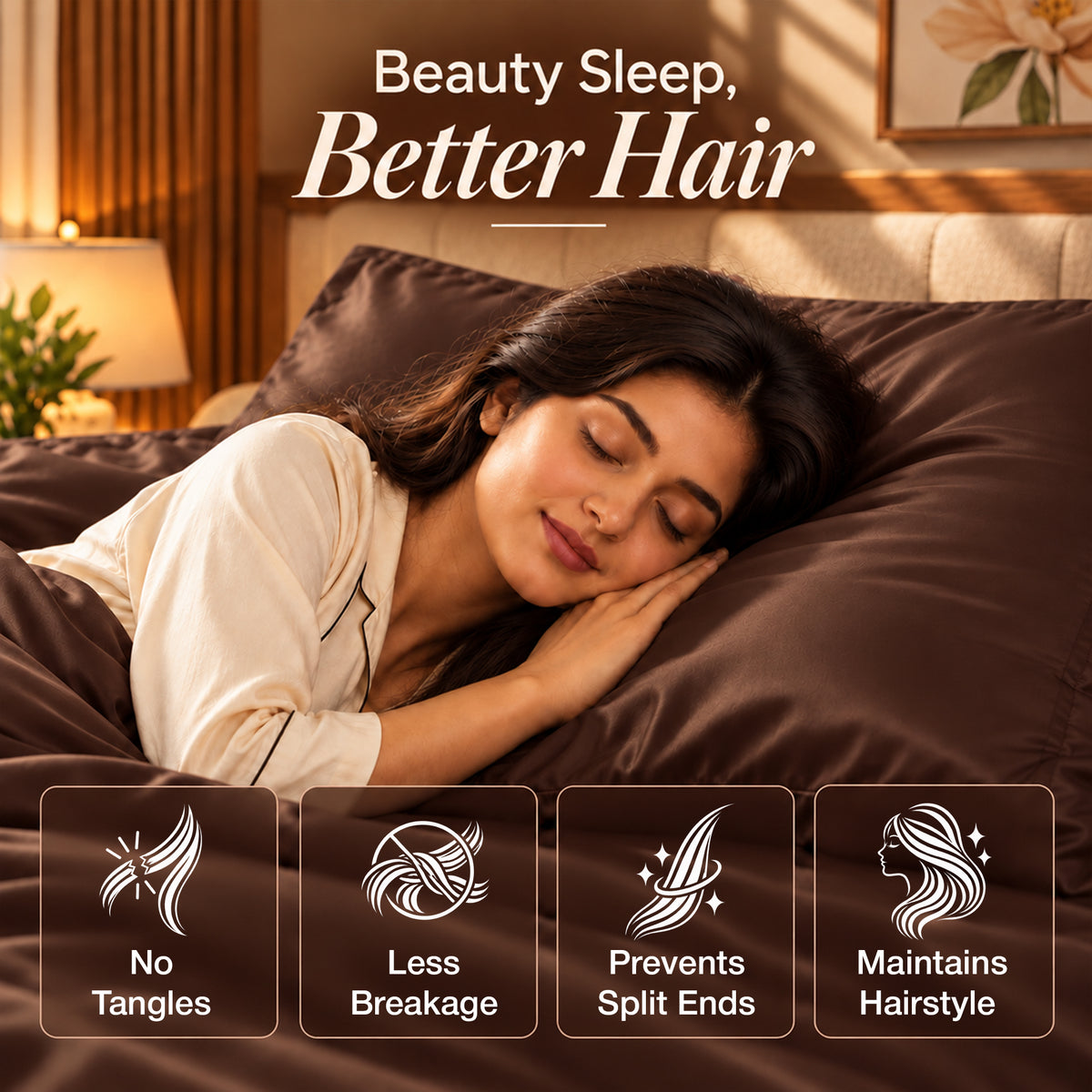 Premium Poly Satin Bedsheet – Soft, Smooth & Silky, Chocolate Brown