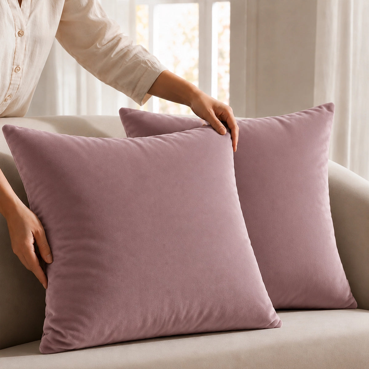 Fort Royal - Velvet Solid Dye Cushion Cover (Lavender)