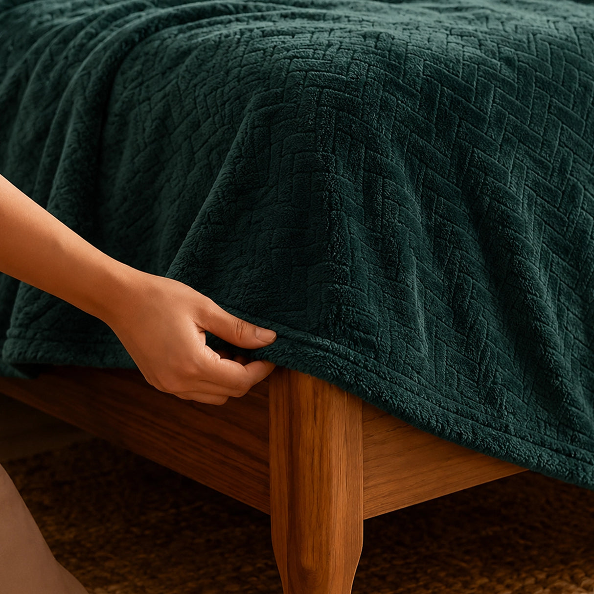 Fort Mellow - Wave Plush Blanket (Emerald Green)
