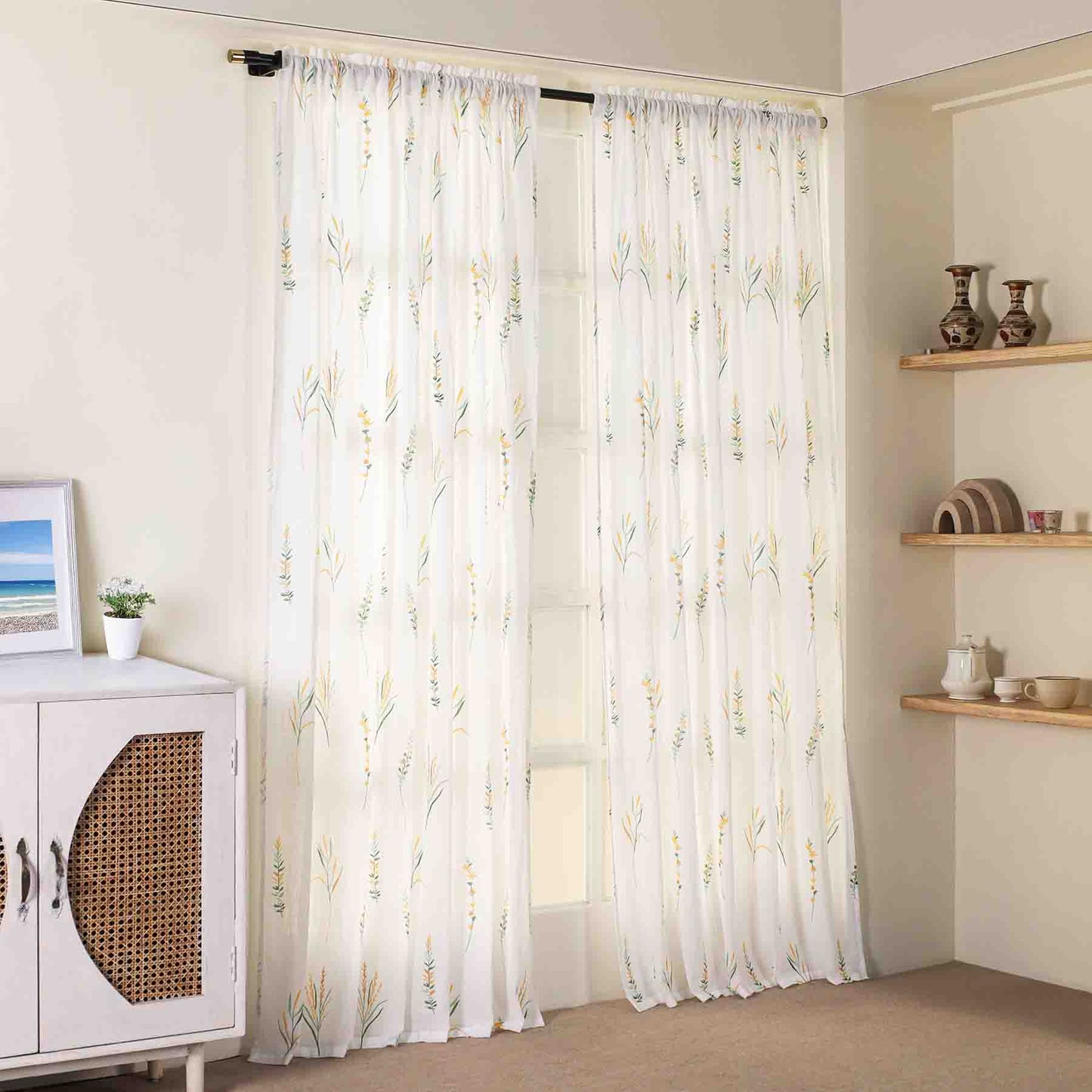 Imprimer Leafscape - Printed Rod Pocket Sheer Curtain