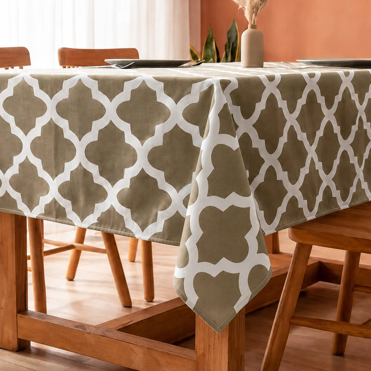 Imprimer Quatrefoil - Printed Dining Table Cover (Grey)