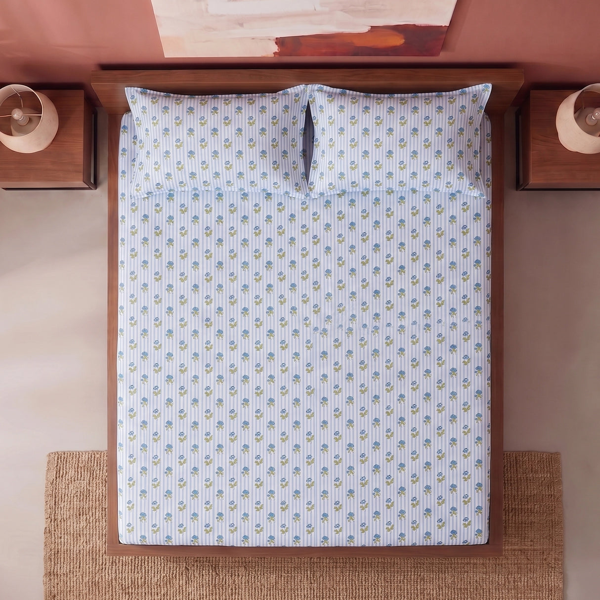 Soft Serenade - Floral Fitted Sheet (Blue)