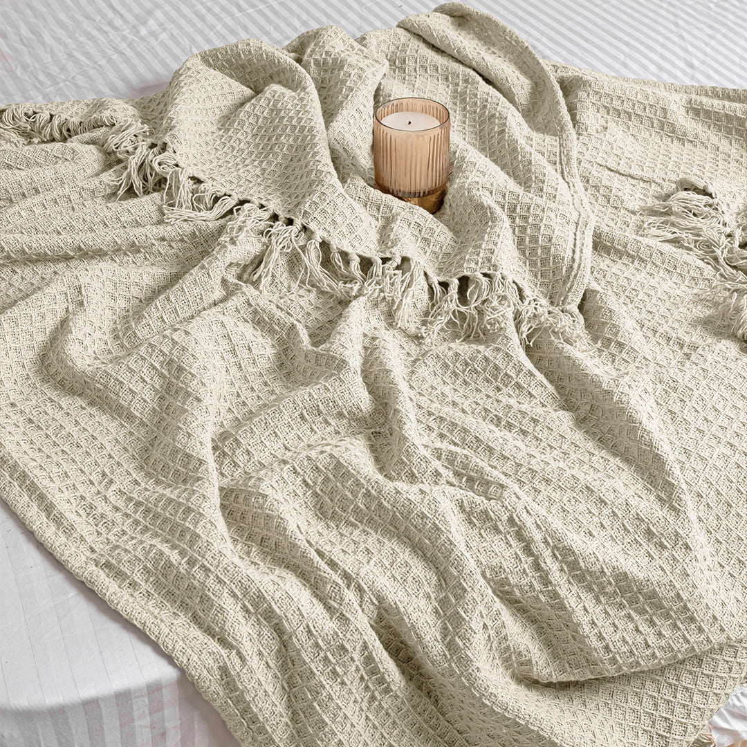 Ivory - Waffle Throw