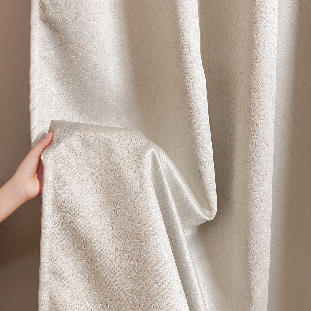 Fort Essential Abstract - Rod Pocket Black Backing Blackout Curtain (Off White)