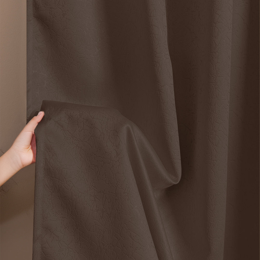 Fort Essential Abstract - Rod Pocket Black Backing Blackout Curtain (Brown)