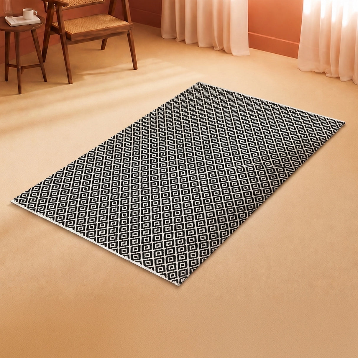 Tessitura Confetti - Diamond Printed Rug (Black & White)