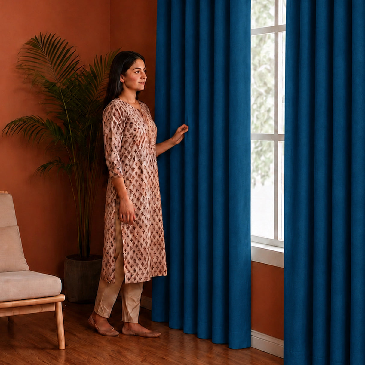 Fort Royal - Rod Pocket Velvet Curtain (Blue)